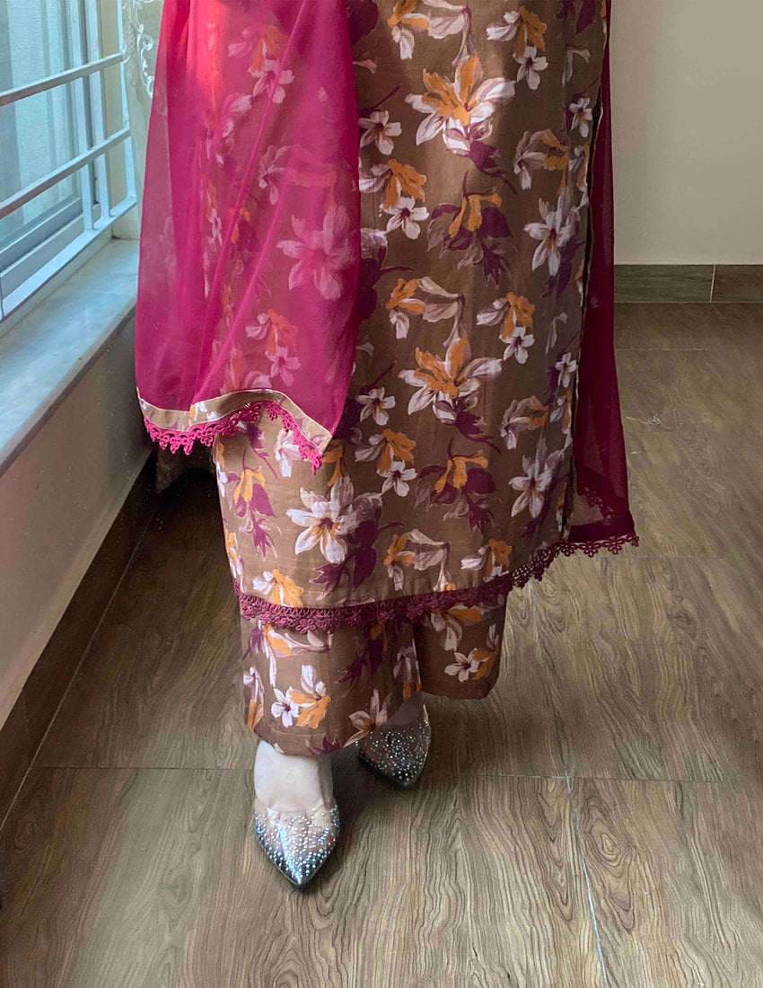 3 Piece – Cambric Printed Dress