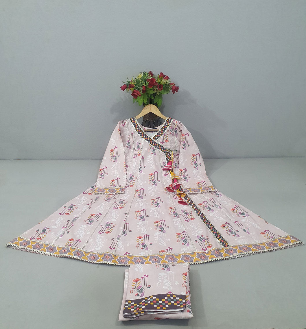 2 Piece - Printed Angrakha Style Suit