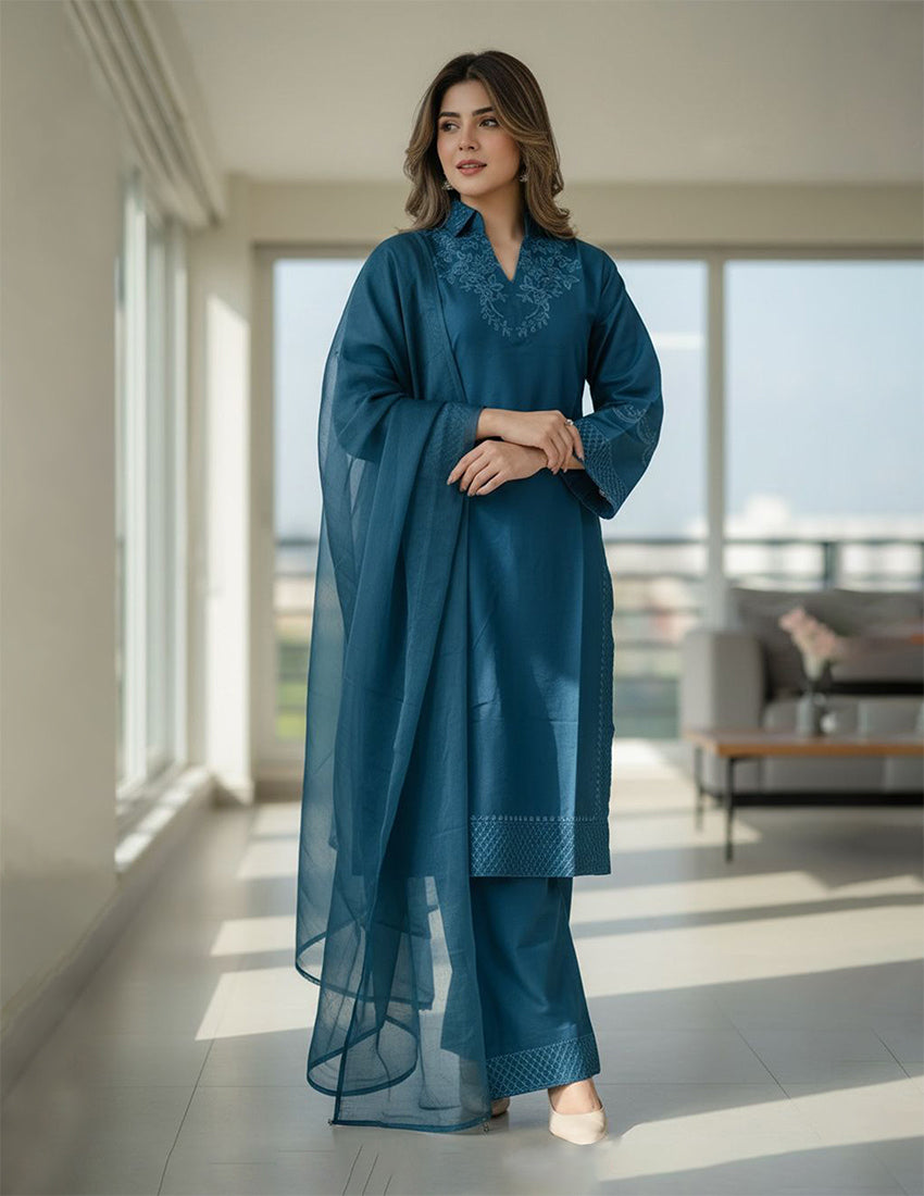 3 Piece – Embroidered Dress