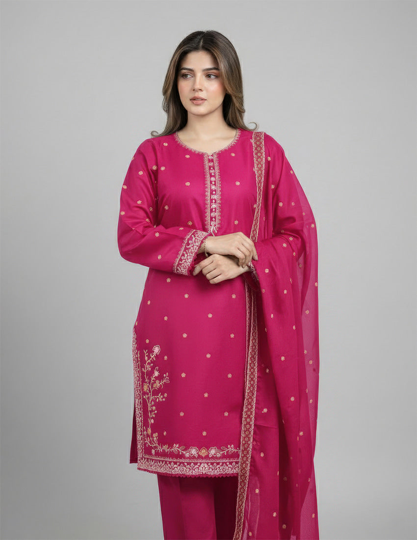 3 Piece – Embroidered Dress