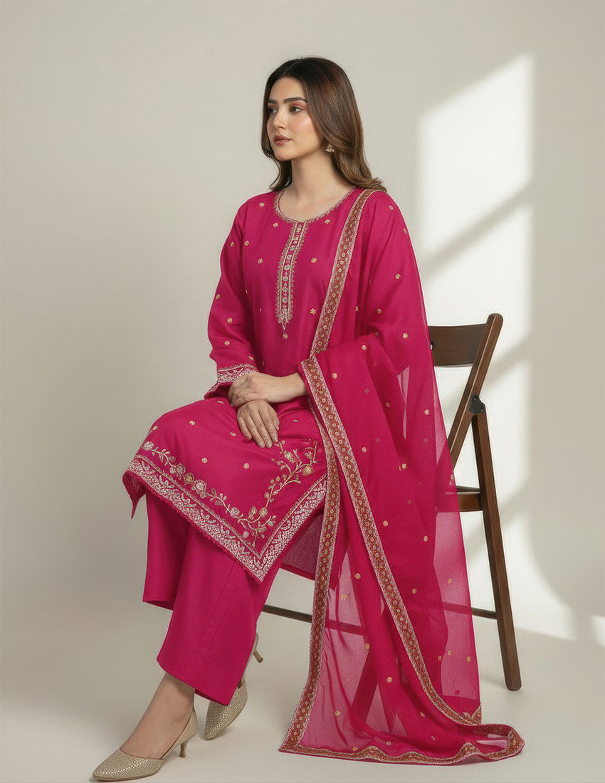 3 Piece – Embroidered Dress