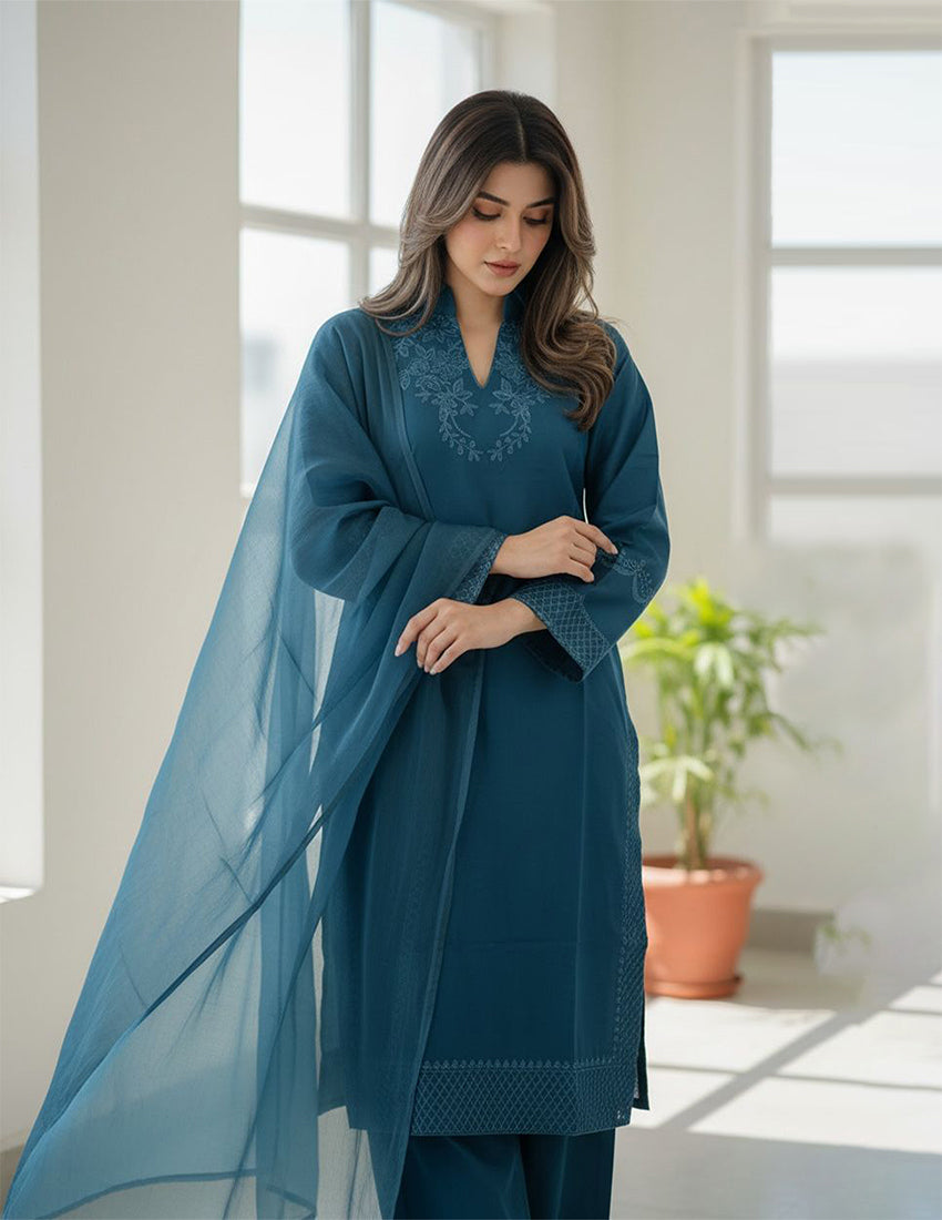 3 Piece – Embroidered Dress