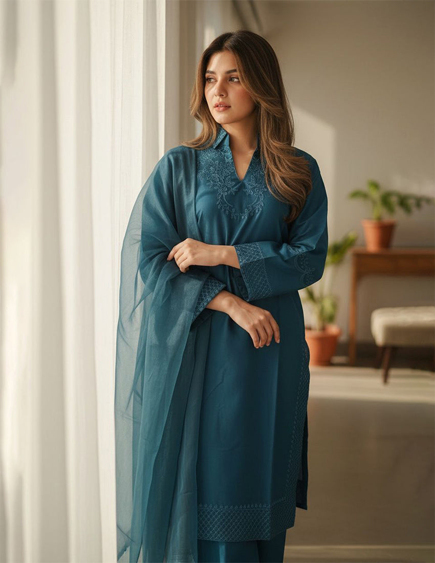 3 Piece – Embroidered Dress