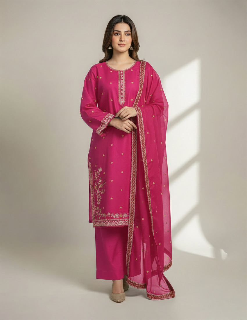 3 Piece – Embroidered Dress