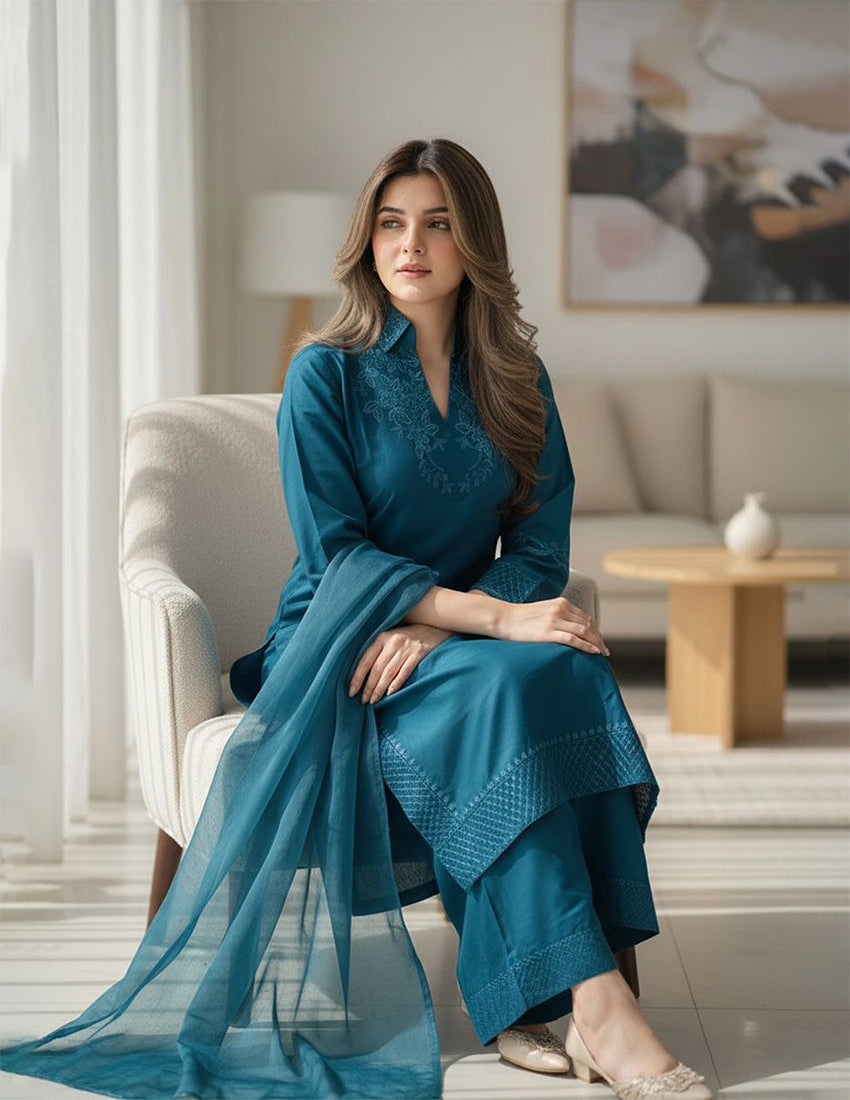 3 Piece – Embroidered Dress