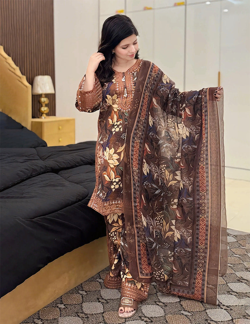3 Piece – Embroidered Dress