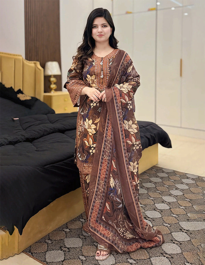 3 Piece – Embroidered Dress