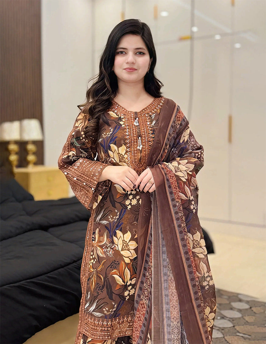 3 Piece – Embroidered Dress