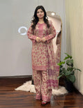 3 Piece - Printed Embroidered Suit