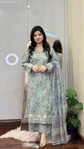 3 Piece –Embroidered Printed Dress