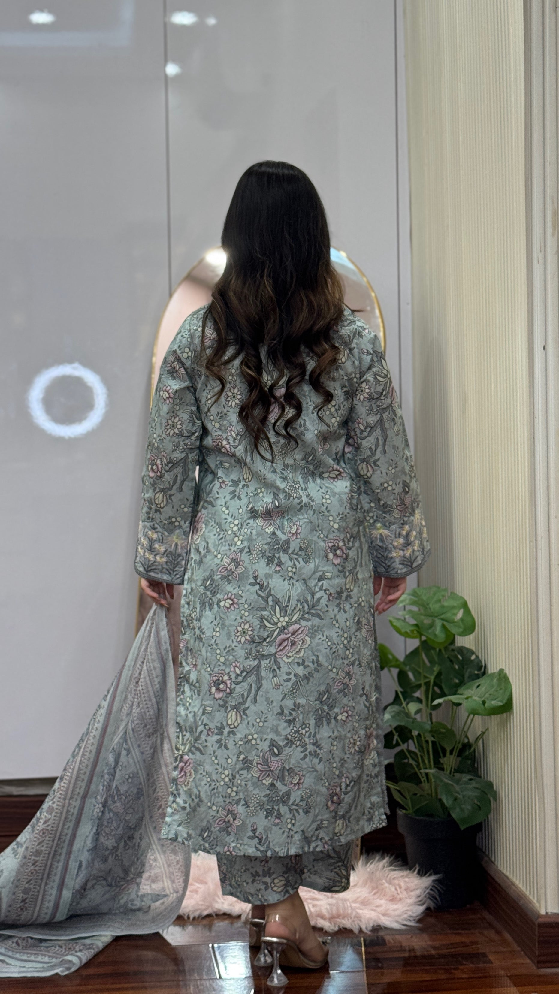 3 Piece –Embroidered Printed Dress