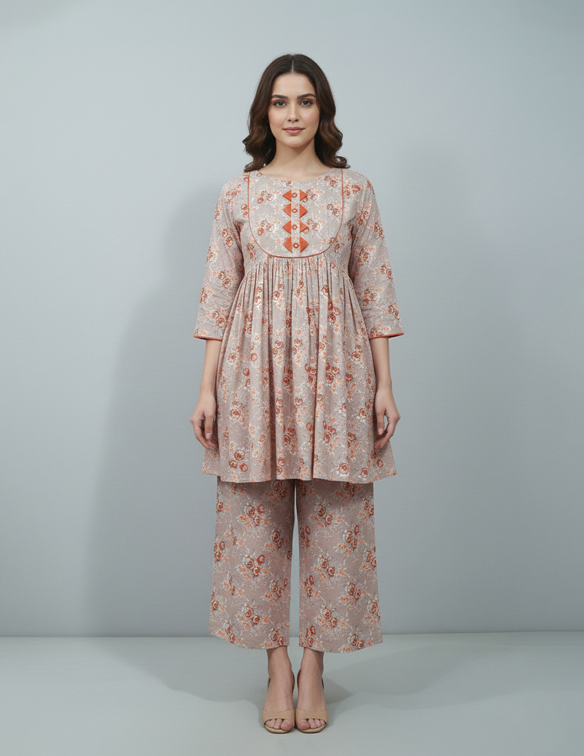 2 Piece - Styled Printed Suit