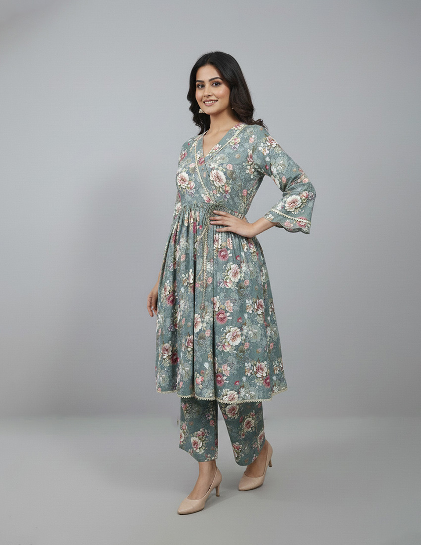 Alternative view of 2 Piece Printed Long Frock Dress