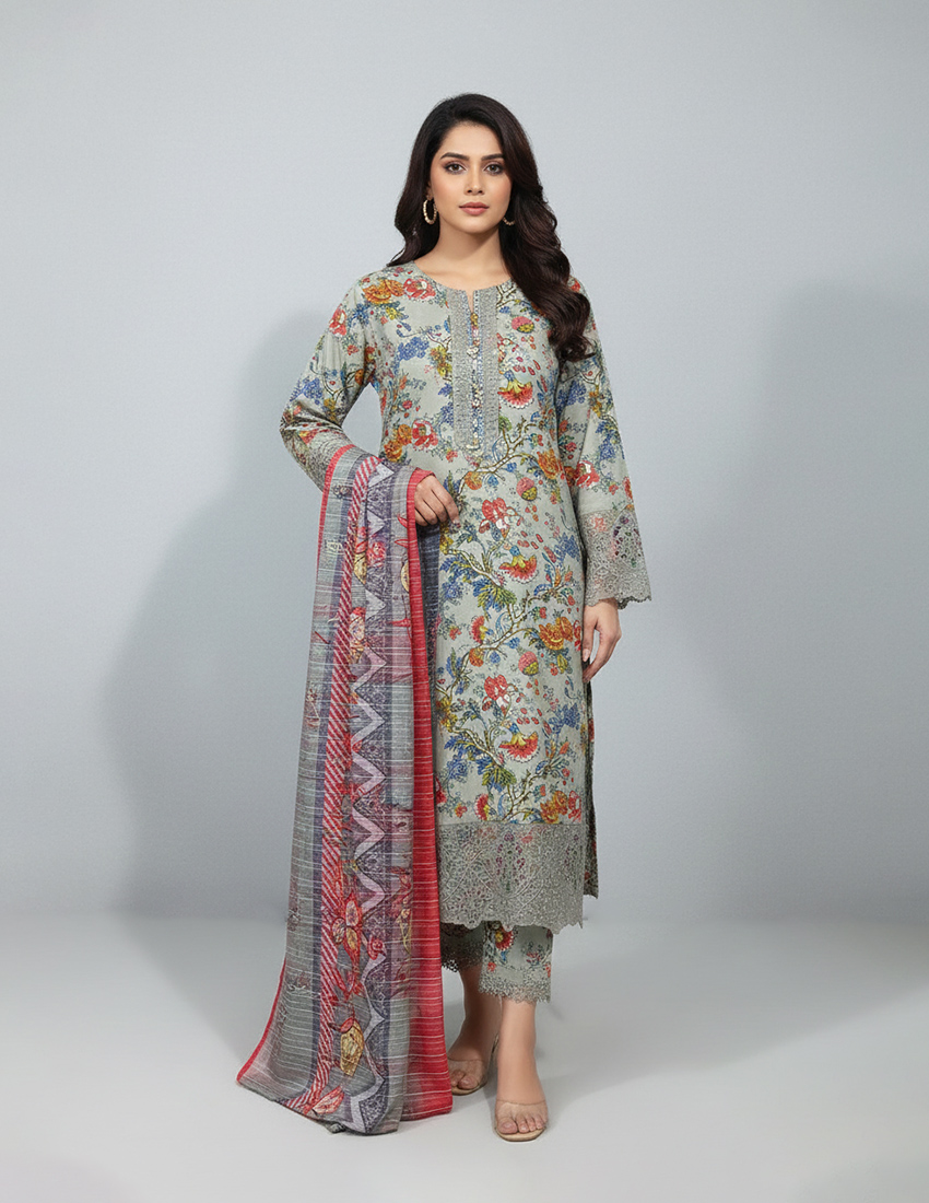 3 Piece - Embroidered Dress