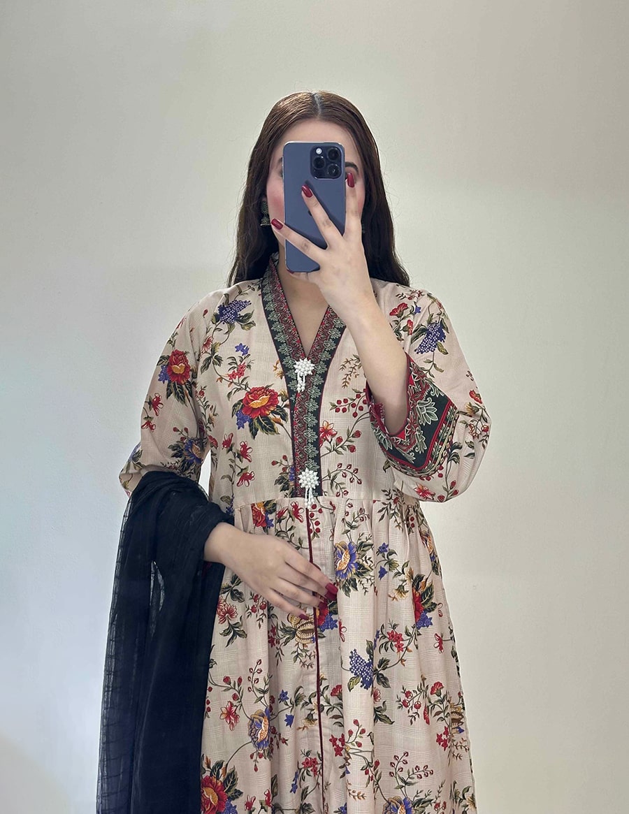 Alternative view of Khaddar Printed Dress