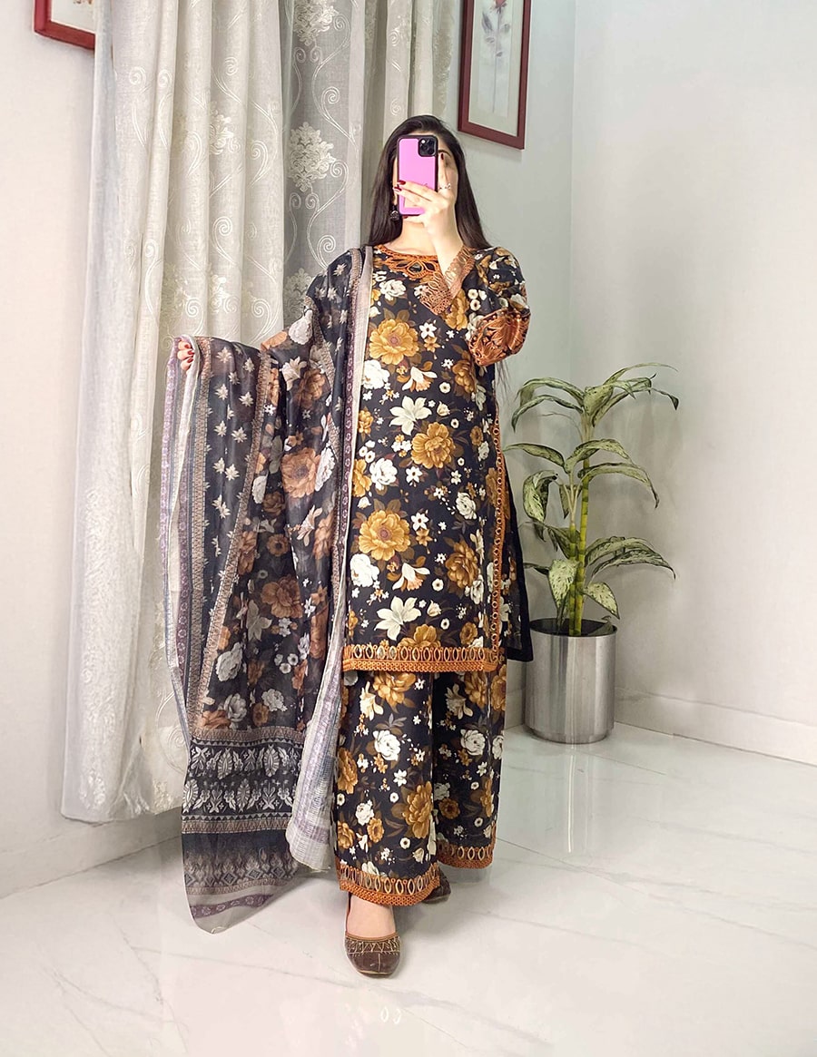 3 Piece - Embroidered Dress