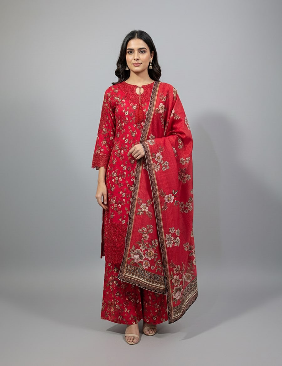 3 Piece – Embroidered Dress