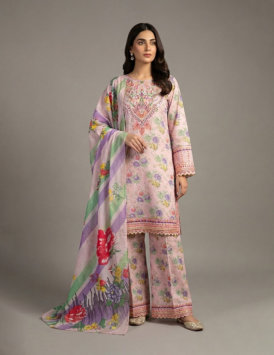 3 Piece - Embroidered Dress