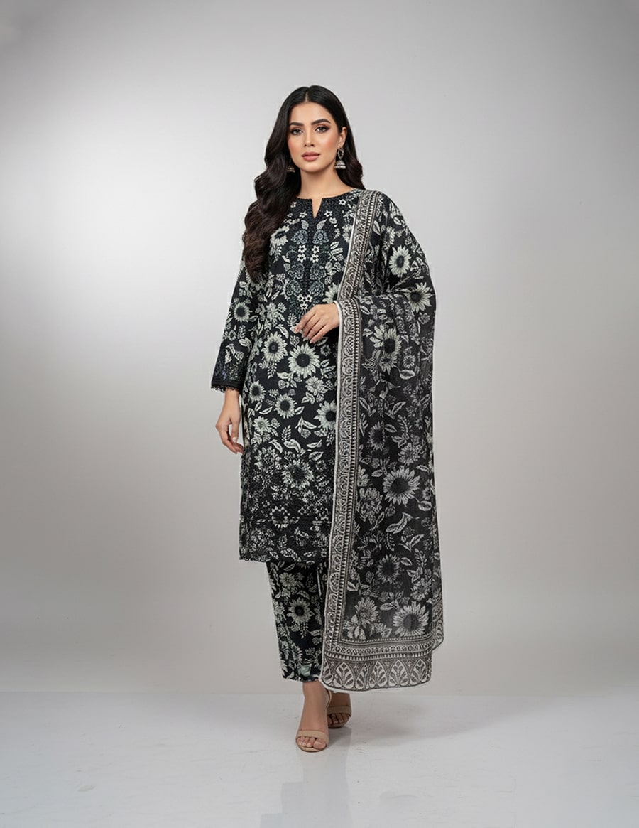 3 Piece – Embroidered Dress