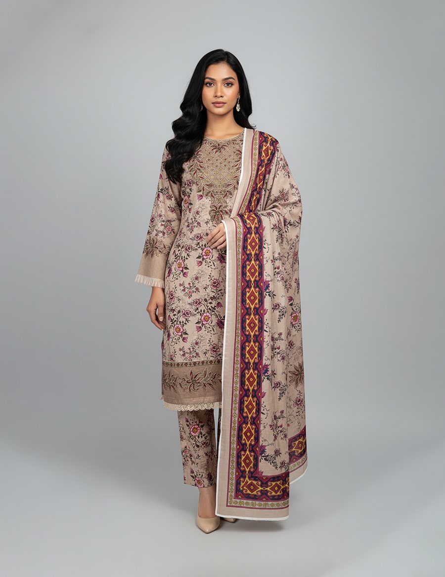 3 Piece – Embroidered Dress