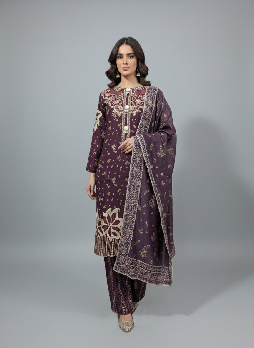 3 Piece - Embroidered Dress