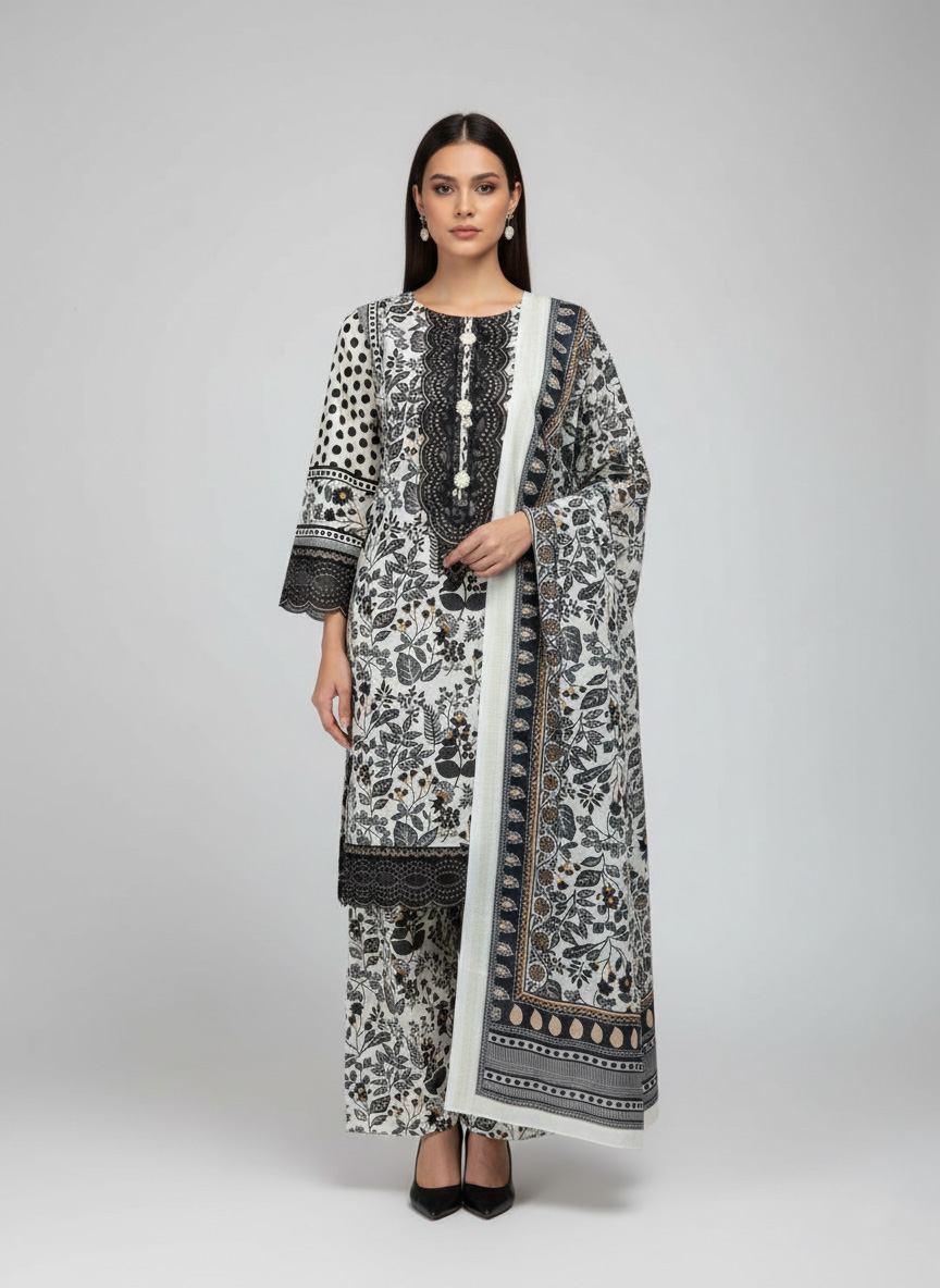 3 Piece – Embroidered Dress